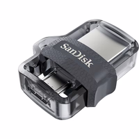 SanDisk Ultra Dual m3.0 USB atmintukas 256 GB USB Type-A / Micro-USB 3.2 Gen 1 (3.1 Gen 1) Juoda, Sidabras, Permatomas