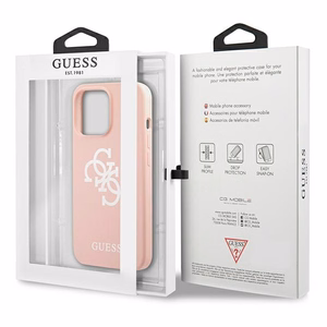 Guess silikoninis 4G logotipo dėklas telefonui iPhone 13 Pro Max 6.7" - rožinis