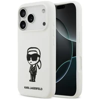 KARL LAGERFELD dėklas telefonui IPHONE 17 Pro suderinamas su Magnetine KLHMP17LSKIGROH (Silicone W/ KL Sketch & Logo) baltas