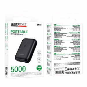 Borofone Išorinė baterija 5000mAh BJ81 Stability - USB - juoda