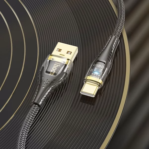 Kabelis USB A į USB C Hoco 2,4A 1,2 m U121 juodas permatomas
