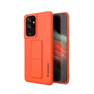 Wozinsky Kickstand Case silikoninis dėklas su stovu Samsung Galaxy S21 Ultra 5G raudonas