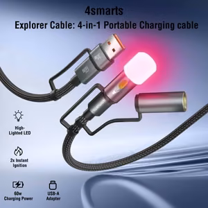 4in1 USB-C laidų rinkinys Explorer 60W 1m juodas