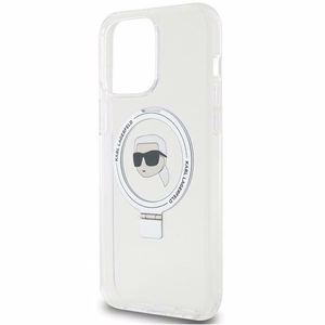 Karl Lagerfeld KLHMP15XHMRSKHH iPhone 15 Pro Max 6.7" baltas kietas dėklas su stovu Karl Head MagSafe