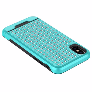 Zizo Star Diamond Hybrid dėklas, skirtas iPhone X, melsvai žalias ir juodas