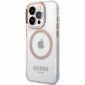 Guess metalinis kontūras Magnetinis dėklas iPhone 15 Pro - auksinis