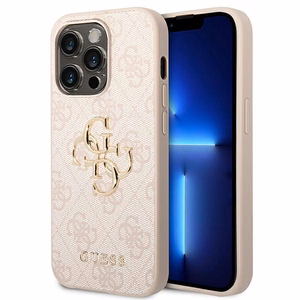 Dėklas Guess PU 4G Metal Logo Apple iPhone 14 Pro rožinis