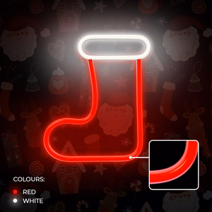 Neon LED CHRISTMAS SOCK baltas raudonas FLNE23 Forever Light