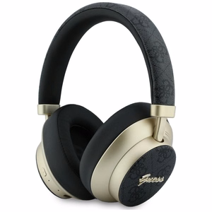 Belaidės ausinės Guess ENC 4G Gold Script Metal, juodos
