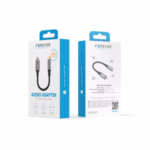 Forever adapteris audio AJL-01 3,5 mm ausinių kištukas - Lightning juodas