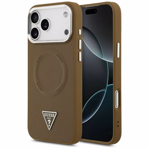 Guess Trikampio logotipo magnetinis dėklas iPhone 17 Pro - rudas