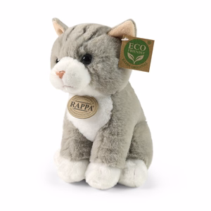 Rappa Soft Collection ekologiškas tikroviškas pliušinis žaislas – sėdinti pilka katė, 23 cm