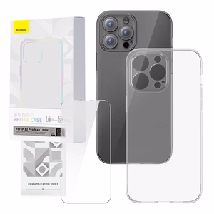 Skaidraus dėklo ir apsauginio stiklo rinkinys Baseus Corning iPhone 12 Pro Max