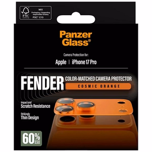 PanzerGlass Fender kameros apsauginis grudintas stiklas iPhone 17 Pro - oranzinis