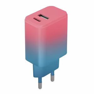 Setty įkroviklis USB + USB-C 20W LSIG-AC-20 rožinis-turkio gradientas