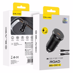 Blavec Automobilinis įkroviklis BS-01C-C Road - Type C - PD 20W su Type C to Type C cable (CCBS01CCR-CB) juodas