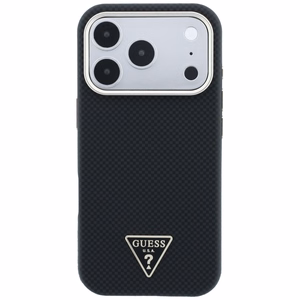 Guess Kevlar Triangle Logo MagSafe dėklas, skirtas iPhone 17 Pro / 18 Pro – spalva: juoda
