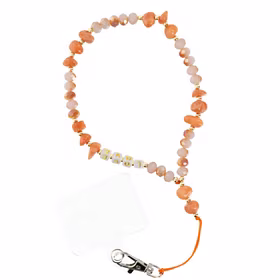 LOVE telefono dirželis, pakabukas / virvelės ilgis 44 cm (22 cm kilpoje) / ant rankos – oranžinis