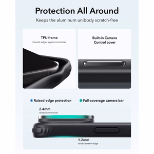 ESR Classic Hybrid Kickstand MagSafe dėklas, skirtas iPhone 18 Pro / 17 Pro, skaidrus juodas