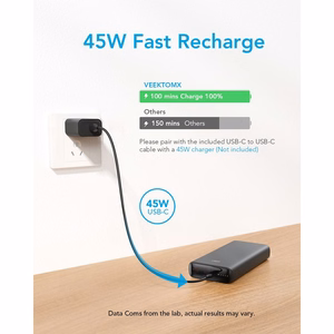 VEGER Išorinė baterija 20000 mAh PD QC3.0 5A 100W T100 (W2032C-100) juoda