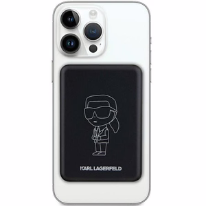 Karl Lagerfeld NFT Outline Ikonik MagSafe 5000 mAh indukcinė išorinė baterija – juoda