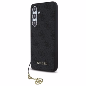Guess GUHCS24FEGF4GGR S24 FE S721 pilkas/pilkas kietas dėklas 4G Pakabukų Kolekcija