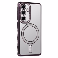 Bling magnetinis dėklas telefonui Samsung Galaxy A56 5G violetinis