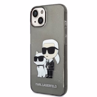 Karl Lagerfeld blizgus Karl&Choupette dėklas telefonui iPhone 14 Plus - juodas