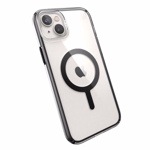 Speck Presidio Perfect-Clear with Impact Geometry + MagSafe case for iPhone 15 Plus / 14 Plus, with Microban antimicrobial protection, Clear / Black