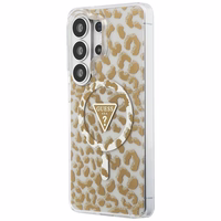 Guess dėklas IML Leopard Print Triangle MagSafe for Samsung Galaxy S26 Ultra rudas