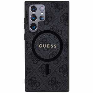 Guess 4G Collection Odinis Metalinis Logotipas Magnetinis dėklas telefonui Samsung Galaxy S24 Ultra - juoda