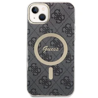 Rinkinys Guess GUBPP14MH4EACSK dėklas + įkroviklis iPhone 14 Plus 6.7" juodas/juodas kietas dėklas 4G Print Magnetinis