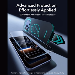 ESR UltraFit Armorite 2 vnt. grūdintų stiklų rinkinys, skirtas iPhone 18 Pro / 17 Pro, juodas