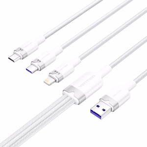 USB 2.0 A į 3-in-1 6A kabelis Vention CTRWG 1.5M (baltas)