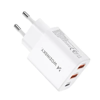 Wozinsky CWCUCW 30W USB-C / 2 x USB-A sieninis įkroviklis - baltas