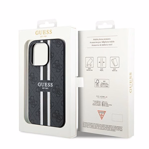 Guess 4G Printed Stripes Magnetinis dėklas telefonui iPhone 15 Pro Max - juoda