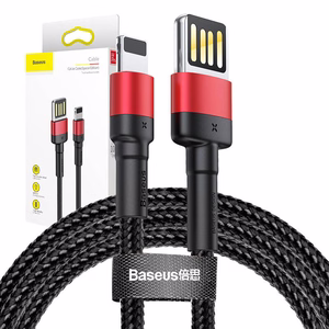 Baseus Cafule Dvipusis USB Lightning kabelis 2,4A 1m (juodas+raudonas)