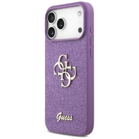 Guess Fiksuotas Blizgus Didelis 4G dėklas telefonui iPhone 17 Pro Max - violetinė