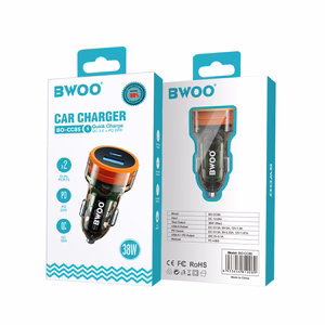 BWOO PD automobilinis įkroviklis 1x USB-C - USB-A prievadas 38W skaidrus