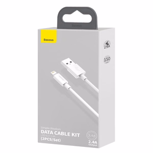 Baseus kabelis Simple Wisdom USB - Lightning 1,5 m 2,4A baltas 2 vnt.