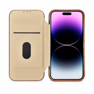 iCarer CE Premium odinis folio dėklas iPhone 14 Pro su MagSafe magnetiniu flipu - raudonas