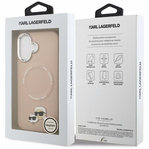 Karl Lagerfeld Karl & Choupette Pins Magnetinis dėklas telefonui iPhone 17 Pro - rožinis