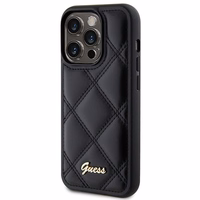 Guess Quilted Metal Logo dėklas telefonui iPhone 15 Pro Max - juodas