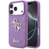 Guess Fiksuotas Blizgus Didelis 4G dėklas telefonui iPhone 17 Pro - violetinė
