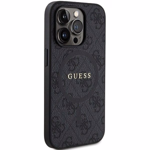 Dėklas Guess PU Leather 4G Colored Ring MagSafe Apple iPhone 15 Pro juodas