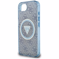 Guess IML Metal Glitter 4G Circle Triangle Magnetinis dėklas telefonui iPhone 16e - mėlynas