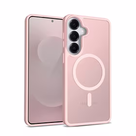 Crong Hybrid Matte Magnetic - MagSafe dėklas Samsung Galaxy S25 (rožinis)