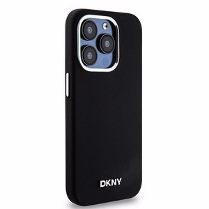DKNY DKHMP15LSMCHLK iPhone 15 Pro 6.1"juodas dėklas Liquid Silicone Small Metal Logo MagSafe