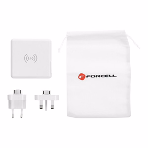 FORCELL F-ENERGY daugiafunkcis įkroviklis 15W 4in1 su USB/USB-C jungtimi, išorine baterija 8000mAh ir belaidžiu įkrovimu