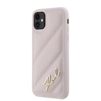 Karl Lagerfeld Diagonal Quilted Script dėklas telefonui iPhone 11 / Xr - rožinis